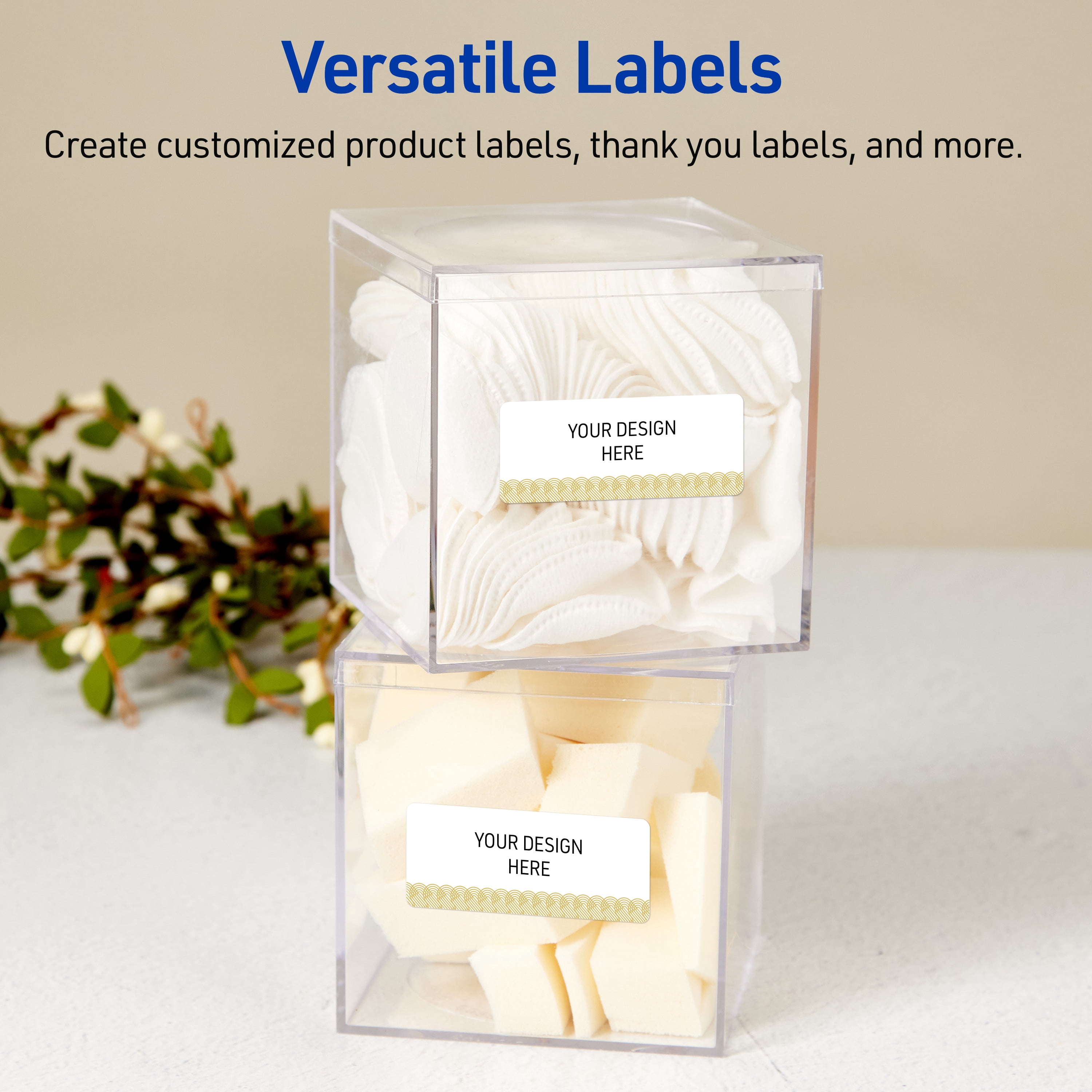 Avery Address Labels, 1" x 2-5/8", Matte White, Gold Lace Trim