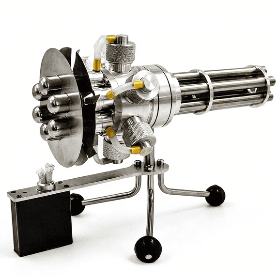 6-Cylinder Stirling Engine Motor Model, Rotating Barrel Heat Powered Engine, All-Metal External Combustion Mechanical Model for Desktop Display & Adult Engineering Demonstration