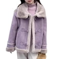 thumbnail image 6 of LIJCC Kids Girls Faux Leather Jacket with Faux Fur Sherpa Fleece Lined Parka Cropped Coat with White Collar Winter Thick Warm Coat Button up Fashion Outerwear, 6 of 6