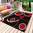 thumbnail image 4 of Outdoor Rug 3x5 ft Black Red Circle Outdoor Large Area Rug Non Slip Rubber Geometri Stripe Lines Abstract Art Front Door Mat RV Rug Carpet Patio Outdoor Rugs for Backyard Balcony Deck Porch Indoor, 4 of 9