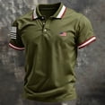 thumbnail image 3 of Zimjoy 4th of July Men's Polo Shirts Patriotic Button Down 250 Anniversary USA Tee Tops American Flag Graphic Collared Independence Day T Shirts Army Green L, 3 of 4