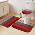 thumbnail image 2 of Red Grey Bath Mat 3 Piece Bathroom Rug Set, Vintage Stripe Farmhouse Wood Grain Ombre Non Slip Bath Rug Contour Mat and Toilet Lid Cover, Absorbent Shower Mats Soft Bath Rugs and Mats Sets, 2 of 8