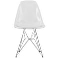 thumbnail image 5 of LeisureMod 5-Piece Dining Set 35" Round Dining Table with MDF Tabletop in White Iron 4 ABS Plastic Side Chair with Chrome Eiffel Base for Modern Home, Kitchen Bristol Series in Clear, 5 of 10