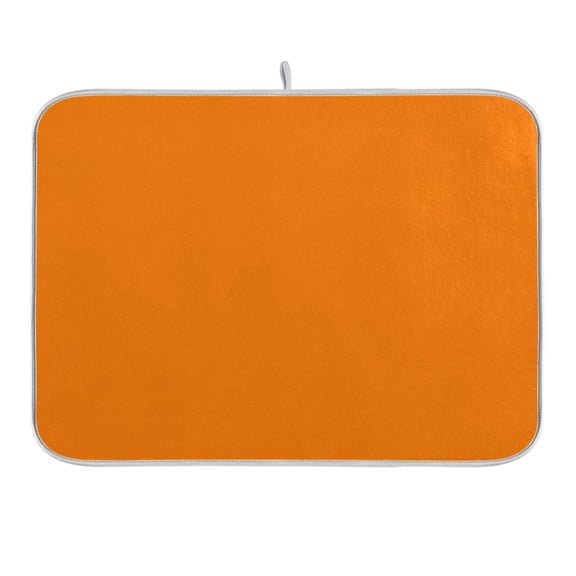 Orange Dish Drying Mat 16x18 Absorbent Microfiber Draining Rack Pad for Kitchen Counter Sink