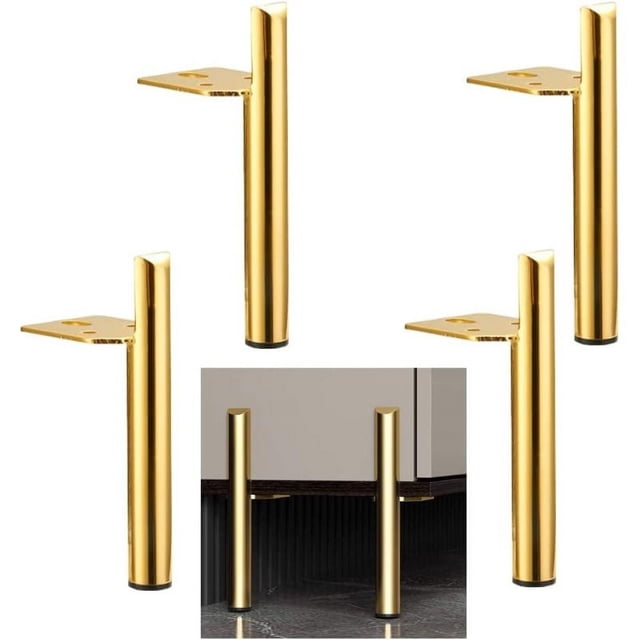 Patas para muebles de 8 pulgadas, patas doradas para mesa de centro, patas para muebles para sofá, juego de 4 patas de repuesto para muebles de estilo montado lateralmente