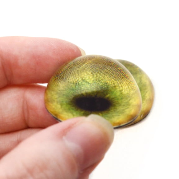 High Domed Green Tiger Glass Eyes