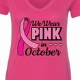 thumbnail image 4 of Inktastic Breast Cancer Awareness We Wear Pink in October Women's V-Neck T-Shirt, 4 of 5