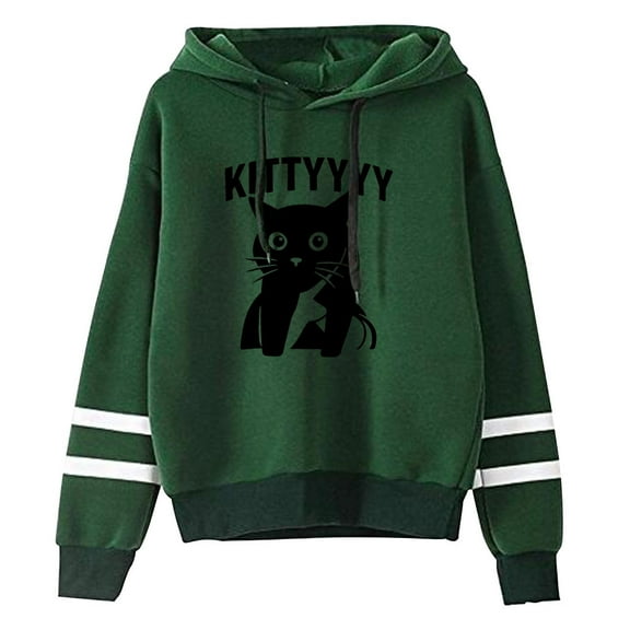 Caseoh Kitty Funny Cat Hoodie Fashion Pocketless Long Sleeve Pullover Women Men Hooded Sweatshirt