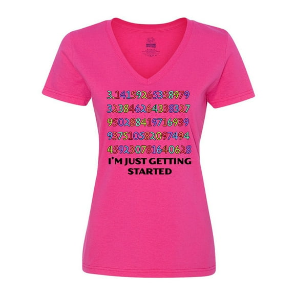 Inktastic I'm Just Getting Started- Pi Day colorful numbers Women's V-Neck T-Shirt