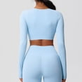 thumbnail image 6 of Ladies Plus Size Tops And Blouses Casual Solid Color Sports Yoga Drying Long Sleeved Round Neck Light Blue Tops 2025 Spring Trendy Casual T-Shirts Cute Work Outfits Blouses S-XL, 6 of 7