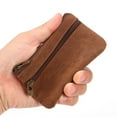 thumbnail image 5 of Women Men Cowhide Storage Bag Pocket Crazy Horse Leather Wallet Clutch Bag Coin Purse Zero Purse BLACK, 5 of 8