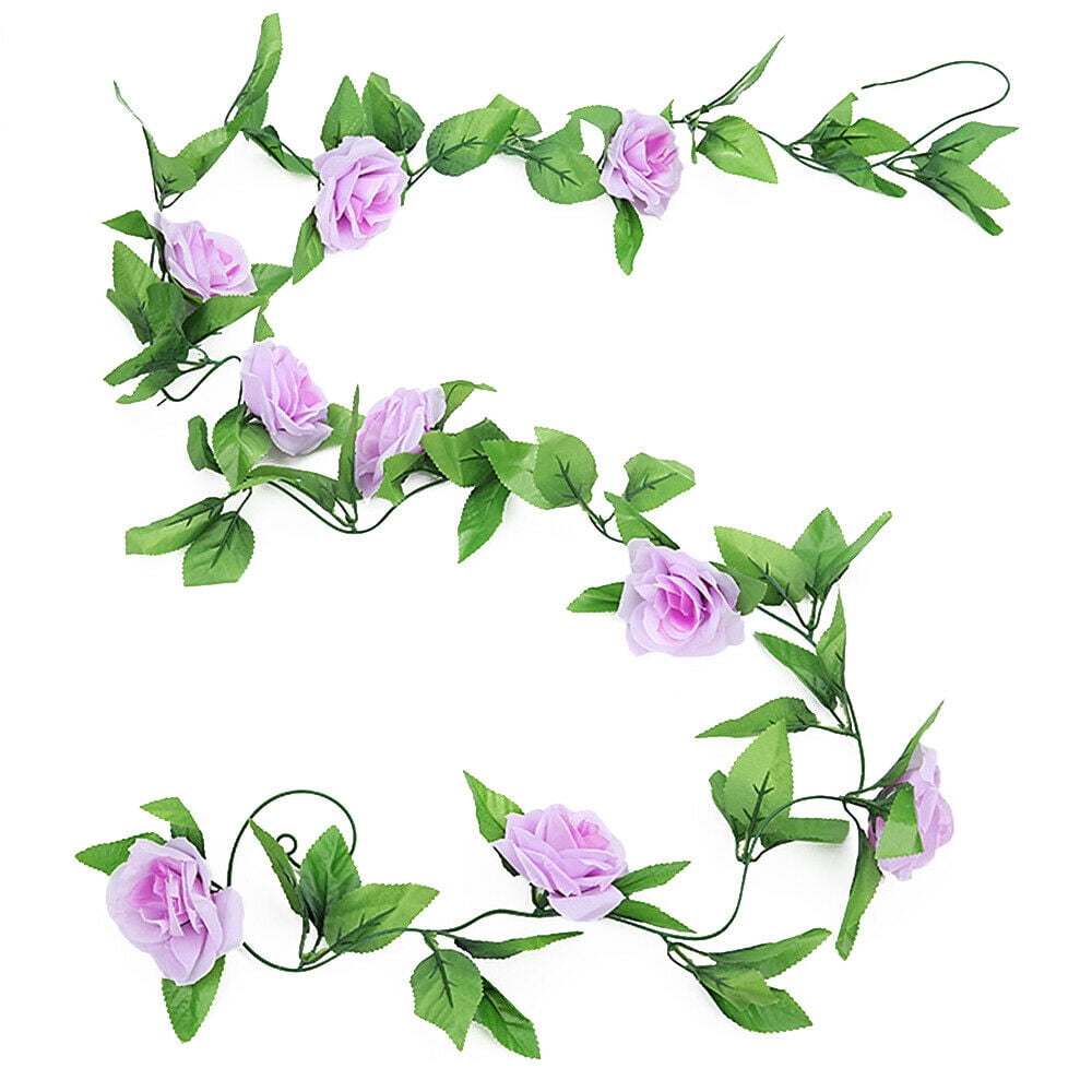 8Ft Artificial Rose Garland Silk Flower Vine Ivy Wedding Garden String Decor HOT 