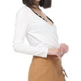 thumbnail image 4 of Women's Criss Cross Wrap V Neck Reversible Slim Fit Long Sleeve Crop Top, 4 of 6