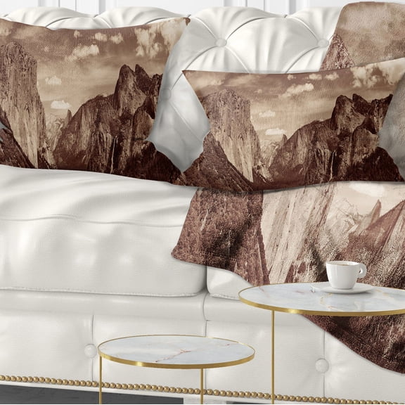 Designart 12" x 20" Black Polyester Throw Pillow