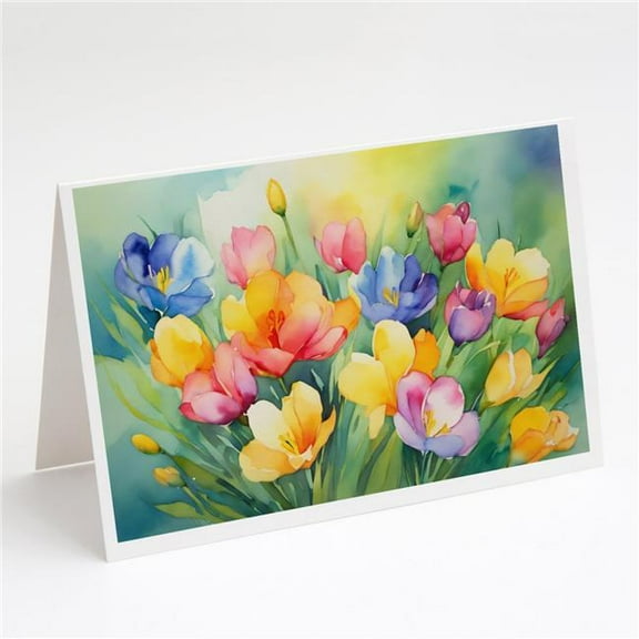 Freesias in Watercolor Greeting Cards and Envelopes Pack of 8 7 in x 5 in