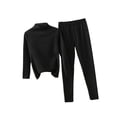 thumbnail image 1 of Jumpingount Ropa interior térmica de algodón grueso para invierno frío, pijama adelgazante de manga larga, traje elástico de cuello medio alto, accesorio conjuntos de ropa Negro XXL Jumpingount AP013788-04, 1 of 6