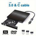 thumbnail image 3 of JUNWELL Portable External DVD Drive - CD & DVD Drives for Laptop Desktop PC Windows Linux Mac IOS - USB 3.0 Type-C Compatible CD/DVD Player with Fast Data Transfer and Plug-and-Play Funct, 3 of 6