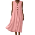 thumbnail image 2 of Antinious Ladies Summer Short Sleeve High Neck Loose Breathable Casual Long Dress, 2 of 5