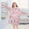 thumbnail image 5 of Wearable Blanket with Sleeves and Pocket Oversized Hooded Sweatshirt 3-14 YR Pink Christmas Pattern S, 5 of 7