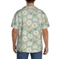 thumbnail image 3 of Uemuo Daisies Flowers Pattern Cotton Linen Short Sleeve Shirts,Casual Lightweight Button Down Shirts,Vacation Beach Summer Tops-Small, 3 of 7