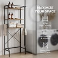 thumbnail image 2 of Over The Toilet & Over Washer Dryer Storage Shelf, Heavy-Duty Metal 3-Tier Freestanding Laundry Organizer, Space-Saving Utility Rack with 4 Hooks, Rustic Brown for Bathroom, Balcony and Laundry Room, 2 of 12