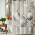 thumbnail image 4 of Christmas Balls Shower Curtain, Xmas Balls Golden Grey Waterproof Fabric Shower Curtains with 12 Hooks, Bathroom Curtain Set for Bathroom Accessories Decor, 60 x 72 Inches, 4 of 9