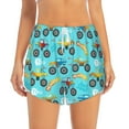 thumbnail image 2 of Vsdgher Cartoon Monster Truck Print Women's Running Double Layer Shorts High Waisted with Pockets Elastic Yoga Workout Athletic Gym Sports, 2 of 8