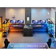 thumbnail image 3 of SEDETA L Shaped Gaming Desk, Reversible U Shaped Computer Desk with Power Outlet and Storage Shelves, Corner Gaming Desk with LED Lights, 3 Fabric Drawers, Black, 3 of 7