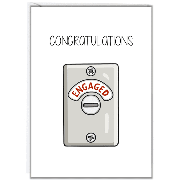 Engagement Congratulations Card – Fun "ENGAGED" Light Switch Design – Perfect for Newly Engaged Couples – Envelope Included, Blank Inside