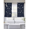 thumbnail image 4 of Navy Blue Starry Night Sheer Curtains 2 Panels Set Stars Moon Blue Simple Style Sheer Window Curtains Light Filtering Rod Pocket Voile Drapes for Bedroom Living Room 52"x54", 4 of 8