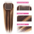 thumbnail image 3 of Highlighted Straight Human Hair Pieces 4x4 Transparent Lace Closure Human Hair Pre-Plucked P4/27 Ombre Piano Color Peruvian Remy Hair Extention, 3 of 5