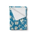 thumbnail image 2 of Floral Soft Flannel Fleece Throw Blanket, Illustration of Blooming Lily Flowers in Continuous Pattern, Cozy Plush for Indoor and Outdoor Use, 70" x 90", Sea Blue Eggshell, by Ambesonne, 2 of 6