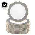 thumbnail image 3 of Koyal Wholesale Grey  Acrylic Charger Plates Round with Gold Modern Scallop Edge, Set of 12, 3 of 5
