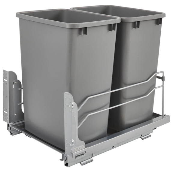 Rev-A-Shelf 53WC-1835SCDM-217 Double 35 Quart Pullout Soft-Close Trash Cans