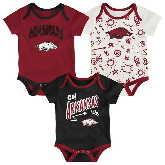 Newborn & Infant Outerstuff Arkansas Razorbacks Three-Pack All Day Play Bodysuit Set