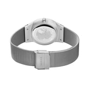 Bering Time Classic Collection Silver Stainless Steel Case and Milanese Strap with Green Day and Date Dial Men's Watch. 11938-008DD