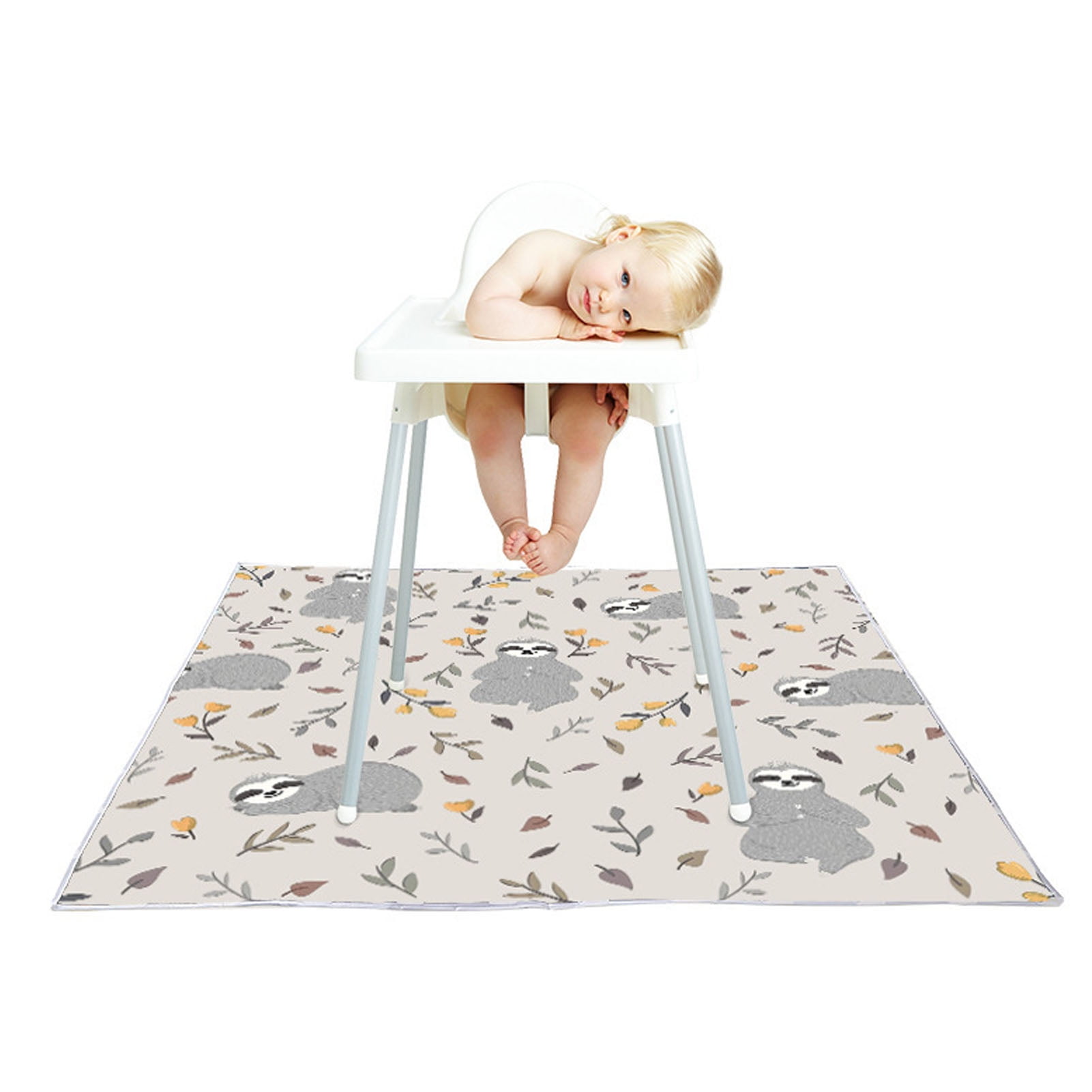 M Buder Under High Chair Mat 51.18 x 51.18 inches (130x130 cm) Waterproof Oxford Cloth Anti Slip Washable Portable Baby Splat Floor Spill Play Mat for Home Picnic Multi-functional Infant Toddler Rug
