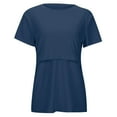 thumbnail image 4 of Women Nursing Short Sleeve Ribbed Knitted Top - Layered Design Breastfeeding T-Shirt, 4 of 6