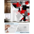 thumbnail image 5 of No Hook Shower Curtain with Snap-in Liner, Red Black Geometric Waterproof Fabric Bathroom Curtains, Modern Abstract Art Block Bath Curtains & Mesh Top Window Stand Up Stall 36"x72", 5 of 9