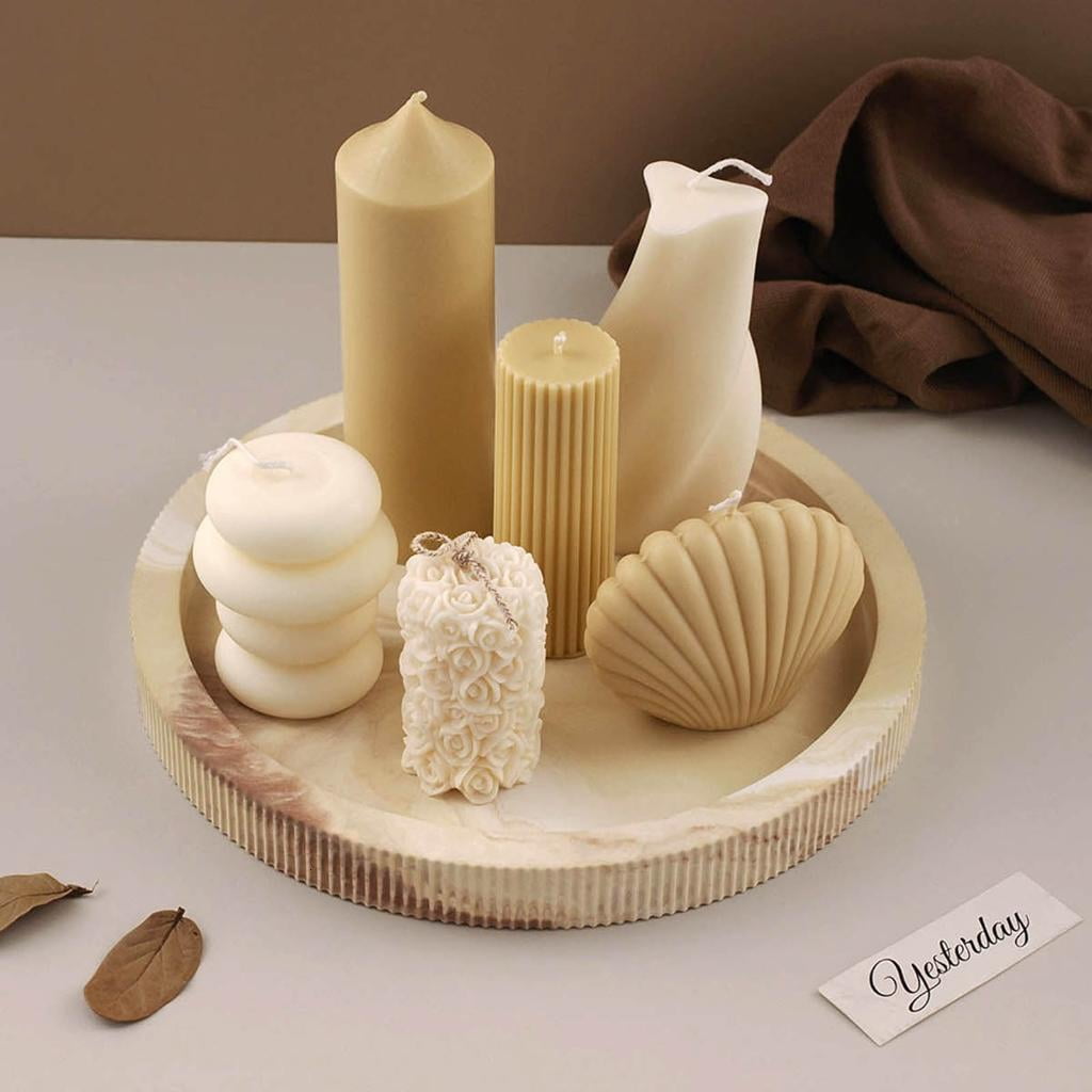 Osdhezcn Storage Tray Silicone Mold Stripe Round Dish Resin Mold Concrete Casting Mold