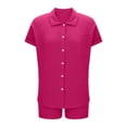 thumbnail image 3 of Luvrsol Two Piece Sets for Women Solid Short Sleeve Turndown Collar Pocket Shorts Casual Set, Size S-2XL, 3 of 5