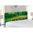 thumbnail image 2 of Garden Headboard, Garden with Tulip Flowers and Trees Springtime in Keukenhof Netherlands Europe, Upholstered Decorative Metal Bed Headboard with Memory Foam, Full Size, Green and Red, by Ambesonne, 2 of 4