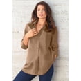 thumbnail image 4 of Roaman's Women's Plus Size Kate Long Sleeve Easy Cotton-Blend Button-Front Shirt, 4 of 6