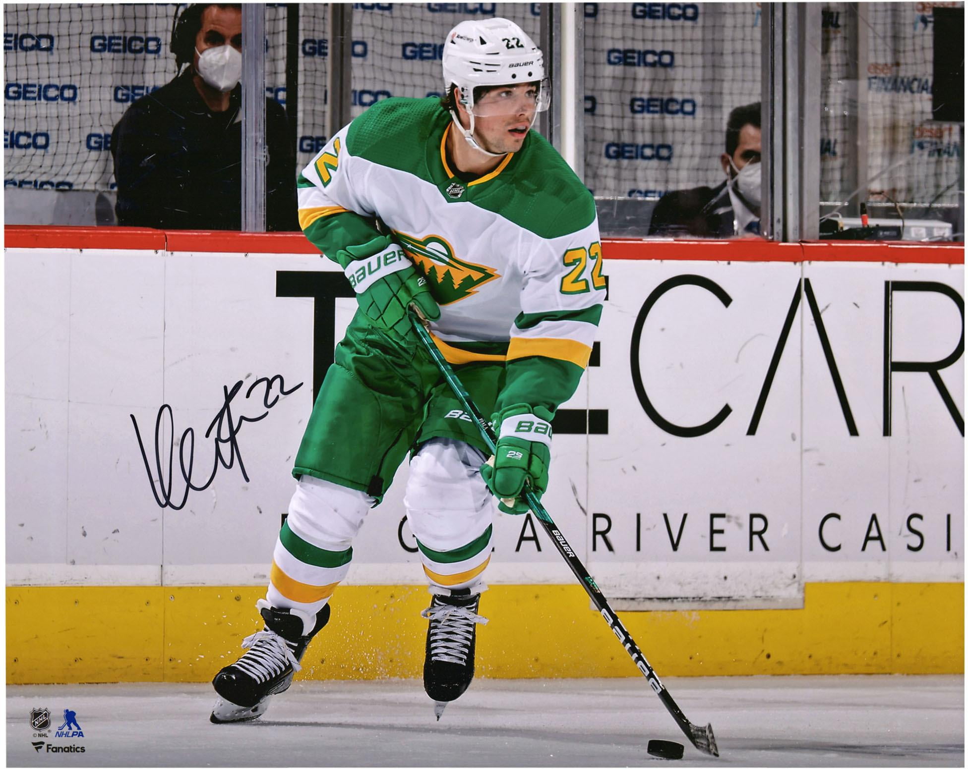 Kevin Fiala Minnesota Wild Autographed 16" x 20" Green Jersey Skating Photograph