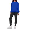 thumbnail image 2 of Women's Two-Piece Casual Suit, Solid Color Fleece-Lined Suit with Contrast Colors, Sweatpants with Pockets, Fashionable and Warm Outfit,Blue,L, 2 of 6