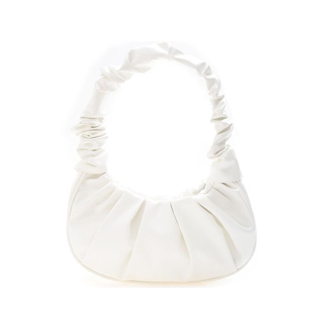 Retro Mujeres Color Plisado PU Hombro Axila Bolso Bolsos (Blanco)