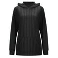 thumbnail image 3 of FASHOFT Womens Ribbed Knit Hoodie Sweaters Lightweight Long Sleeve Pullover Tops Casual Fall Winter Sweatshirt Black L, 3 of 6
