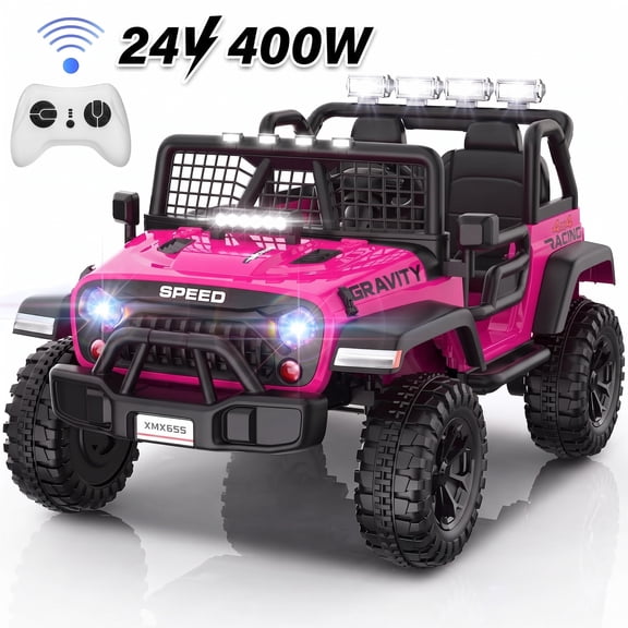Farmdex 24 Volt 2 Seater Electric Truck Car for Kids, 400W Ride on Cars with Remote Control, Color Led Lights, Bluetooth Music, Spring Suspension,Powered Ride On Toys Gift for Boys & Girls
