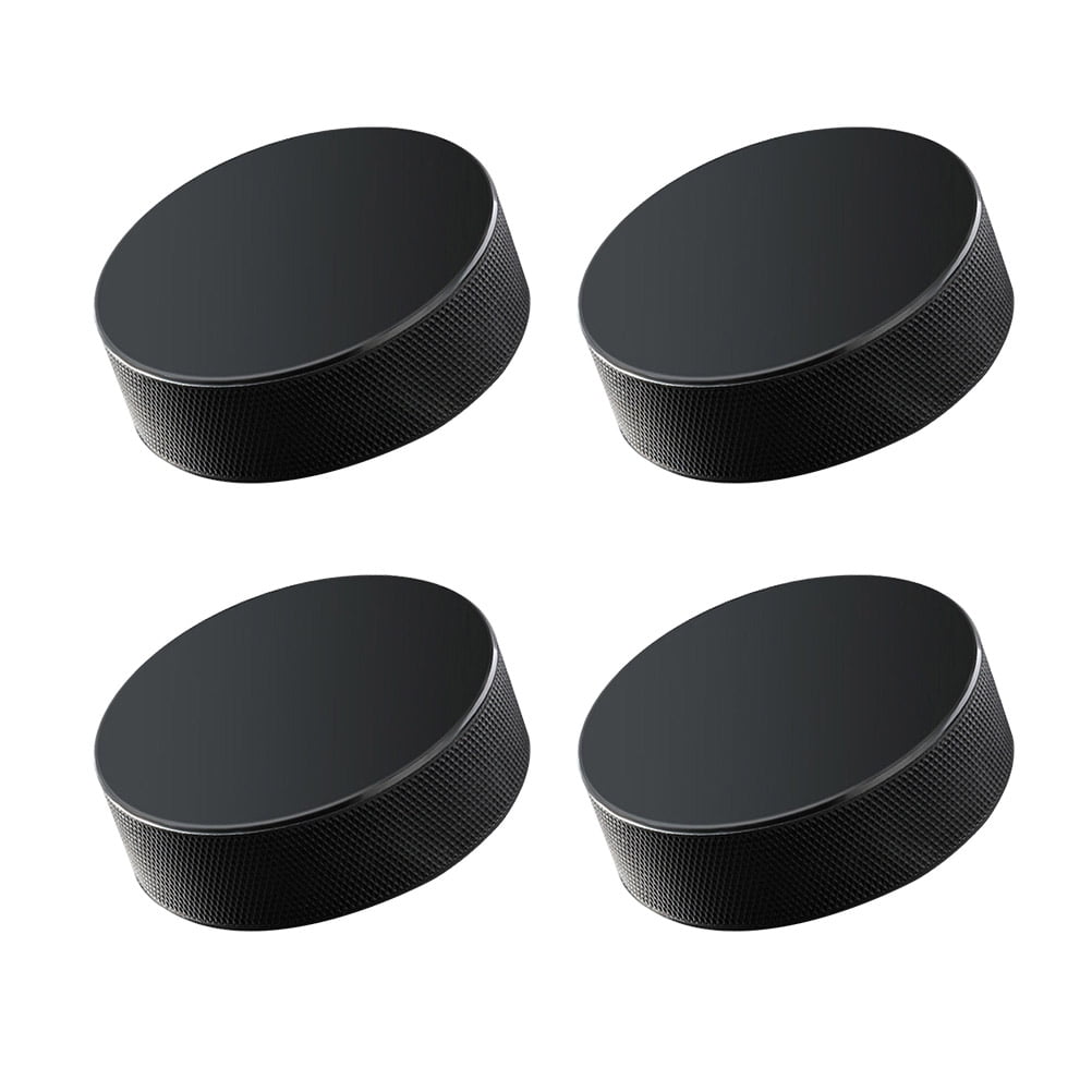 4 Pcs Professional Rubber Ice Hockey Pucks Standard Hockey Balls Sports Supplies for Practice Training Game (Black)