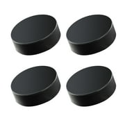 IDEANATEGRATE Set of 4 Black Rubber Floor Hockey for Precision Shots and Passing Practice Training